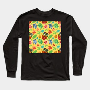 Tropical Pineapple Sugar Skull Long Sleeve T-Shirt